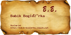 Babik Boglárka névjegykártya